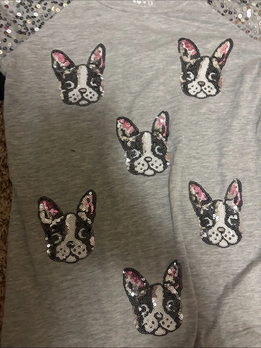Justice Girls' Teal Butterfly Dress & Grey Sequin Dog Tee Set